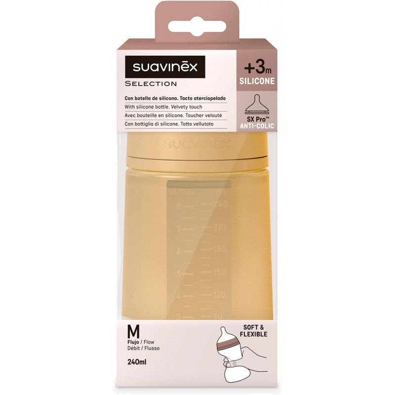 Suavinex - Biberón de silicona de 240 ml - Colour Essence Mango