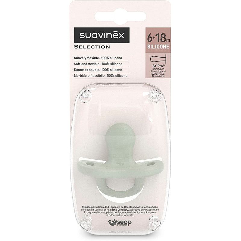 Suavinex - Ciuccio in Silicone 100% - 6/18 Mesi - Verde