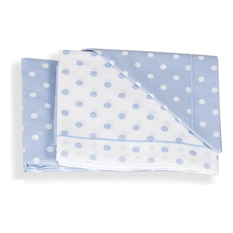 Bettwäsche Set Ital Baby Pois Azzurro