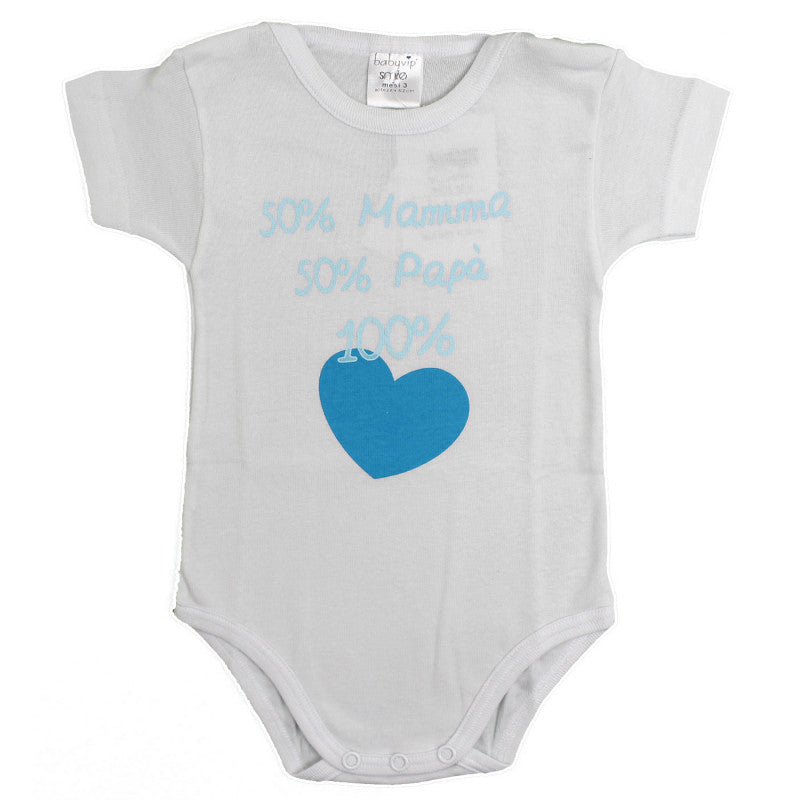 Body de bebé de manga corta - 50% Mamá y 50% Papá - 1 Mes