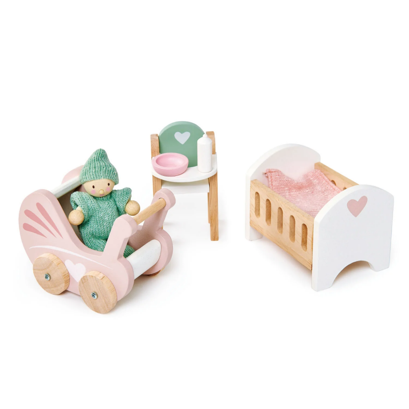 Conjunto de mobiliario de guardería para casa de muñecas