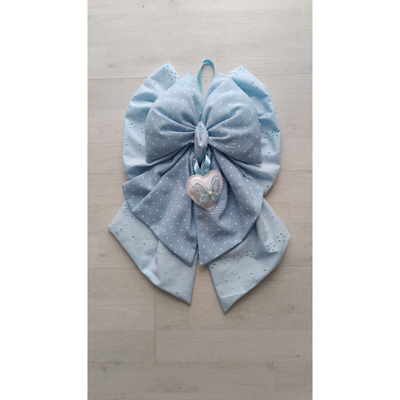 copy of Handgefertigte Geburtsschleife in Blau und Beige