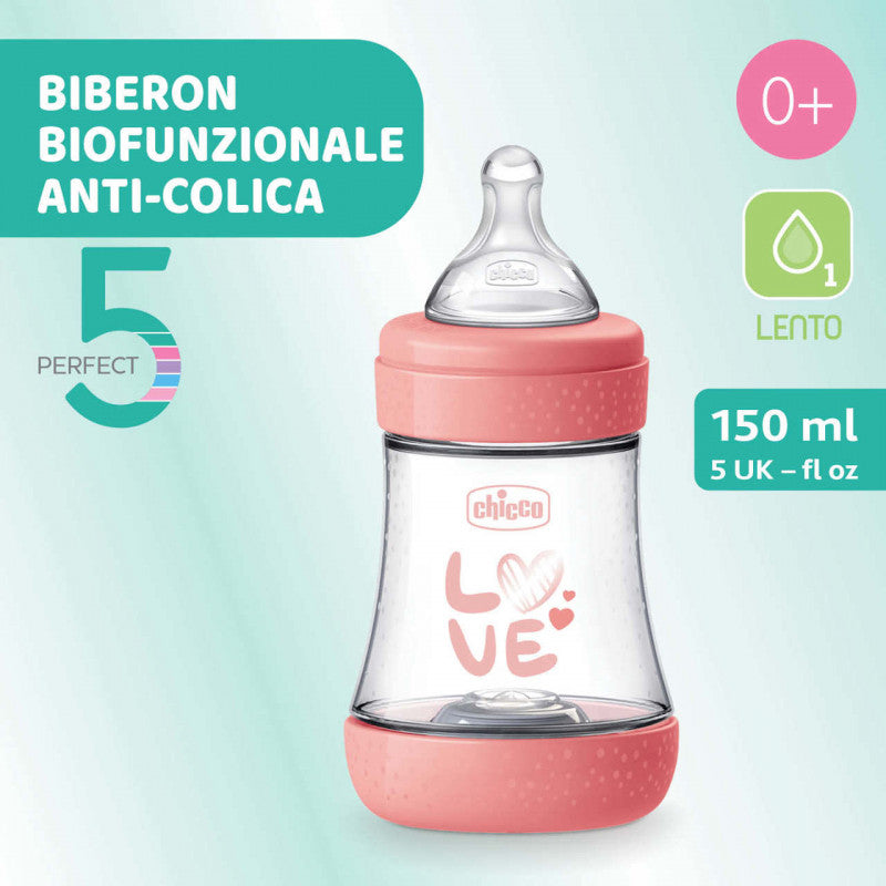 Chicco Perfect 5 Babyflasche – 150 ml – Pink Love