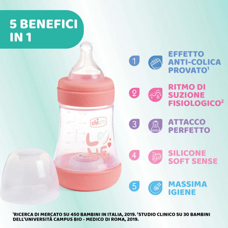 Chicco Perfect 5 Babyflasche – 150 ml – Pink Love
