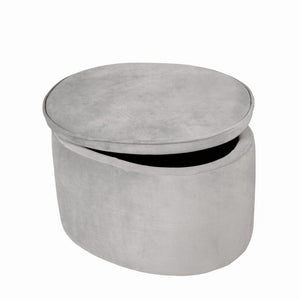 Puf Infantil Ovalado en Terciopelo - Gris
