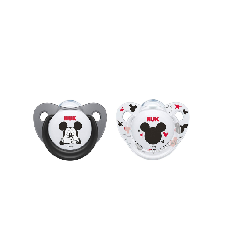 Nuk Silicone Mickey Soothers 0-6m Black-White