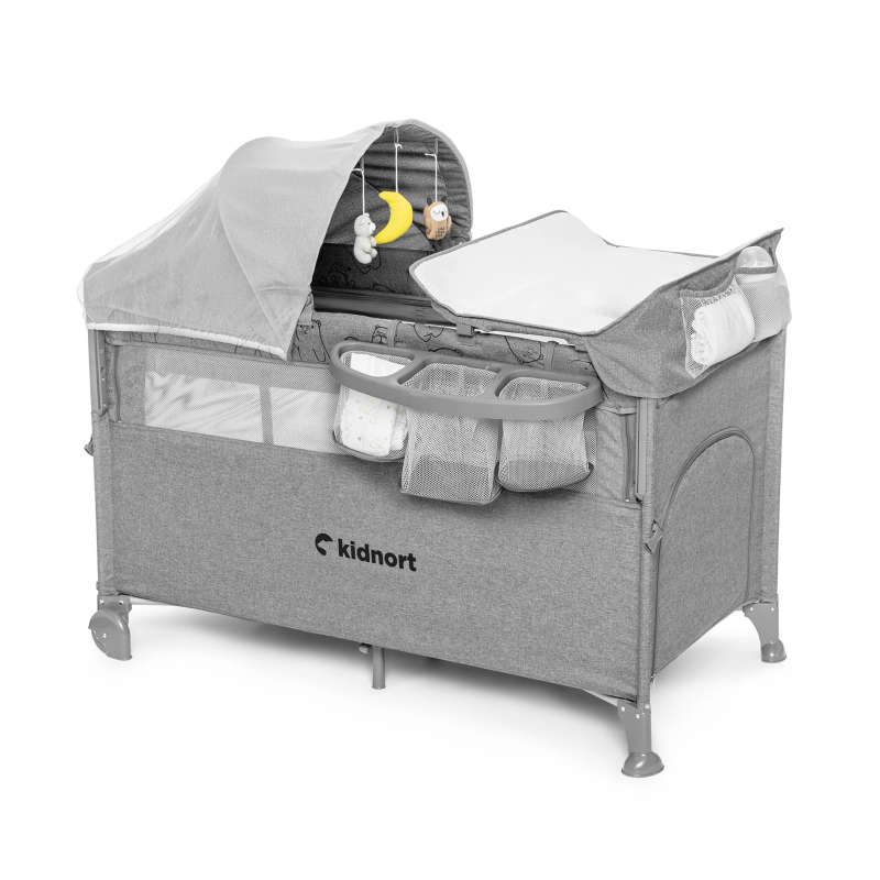 Cunas de viaje Kidnort Stugan Light Grey