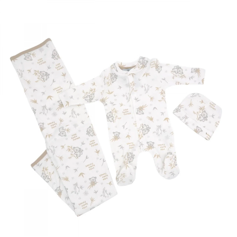 Set neonato 3 pezzi in caldo cotone Beige  1/3 mese