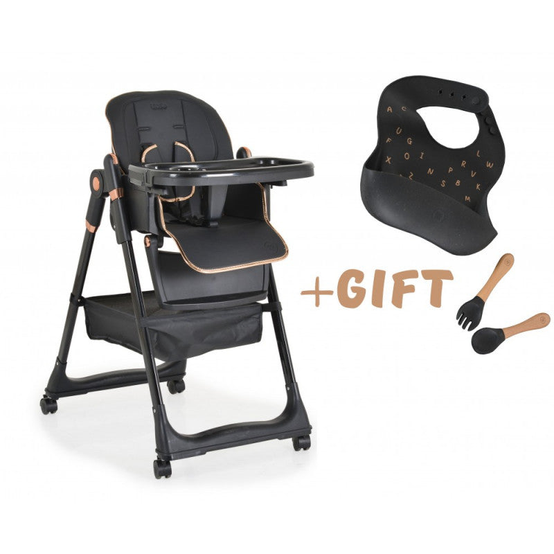 Seggiolone Pappa Lindo Con  Accessori Inclusi Black