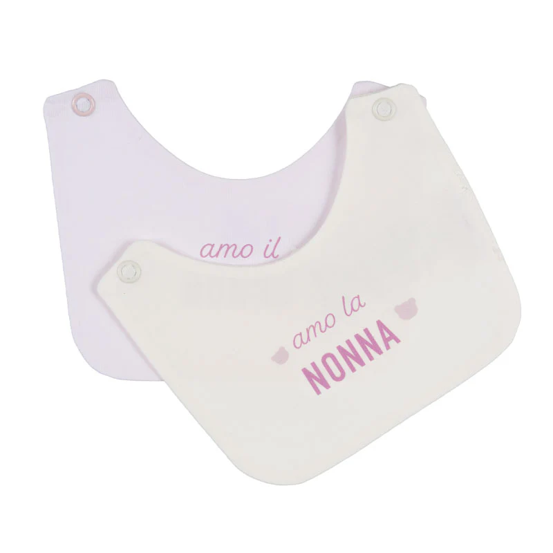 Baberos de color blanco roto y rosa con la inscripción "Quiero a la abuela/al abuelo"";";";baberos-de-color-blanco-roto-y-rosa-con-la-inscripcion-quiero-a-la-abuelaal-abuelo"