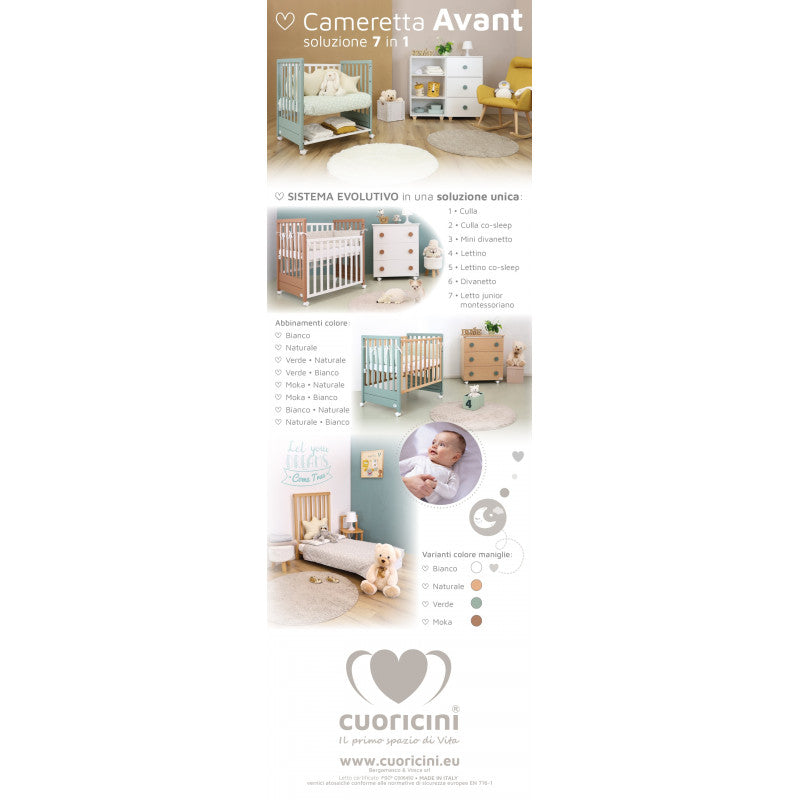 Lettino Evolutivo Avant Cuoricini Completo Verde Naturale - 12