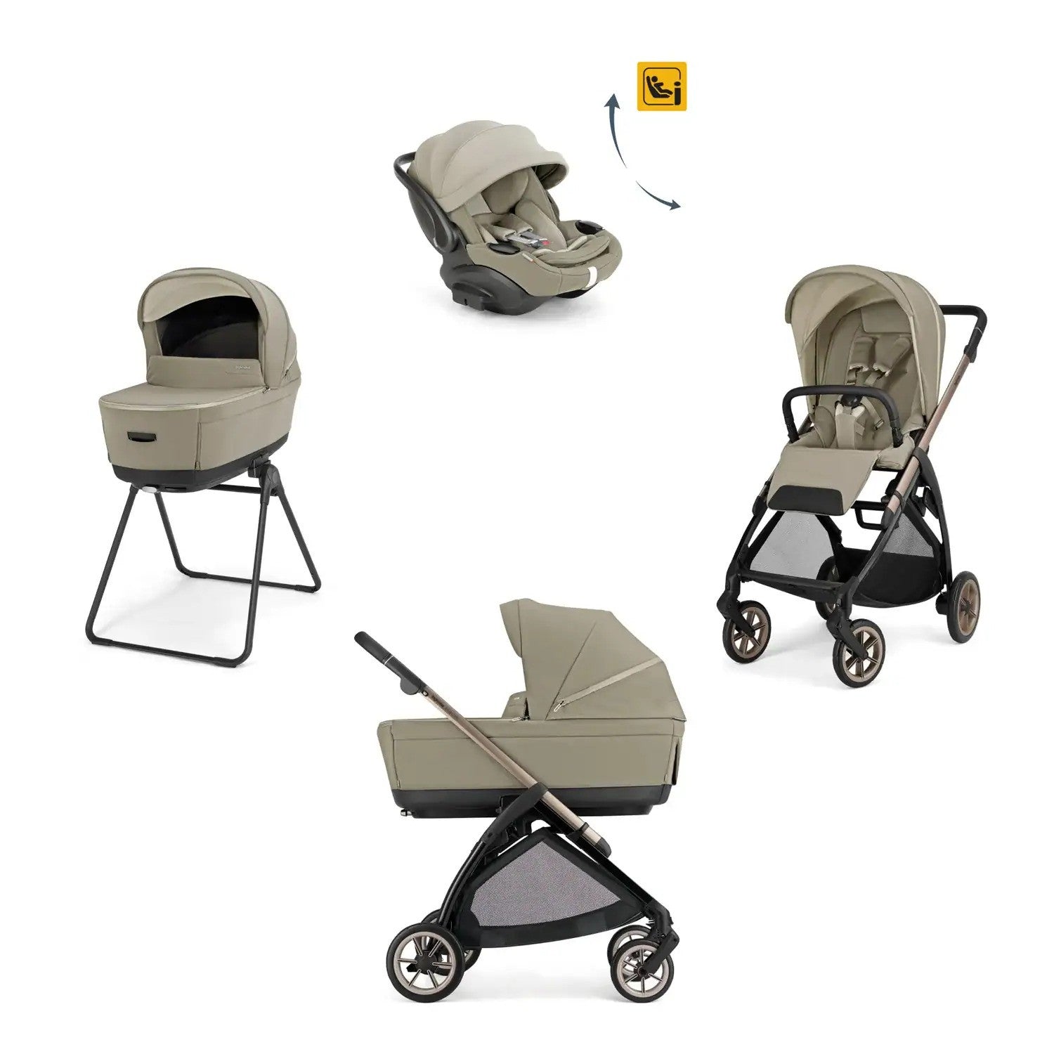 Cochecito Inglesina Electa 2026 Darwin Infant Recline Evo Hangar Beige
