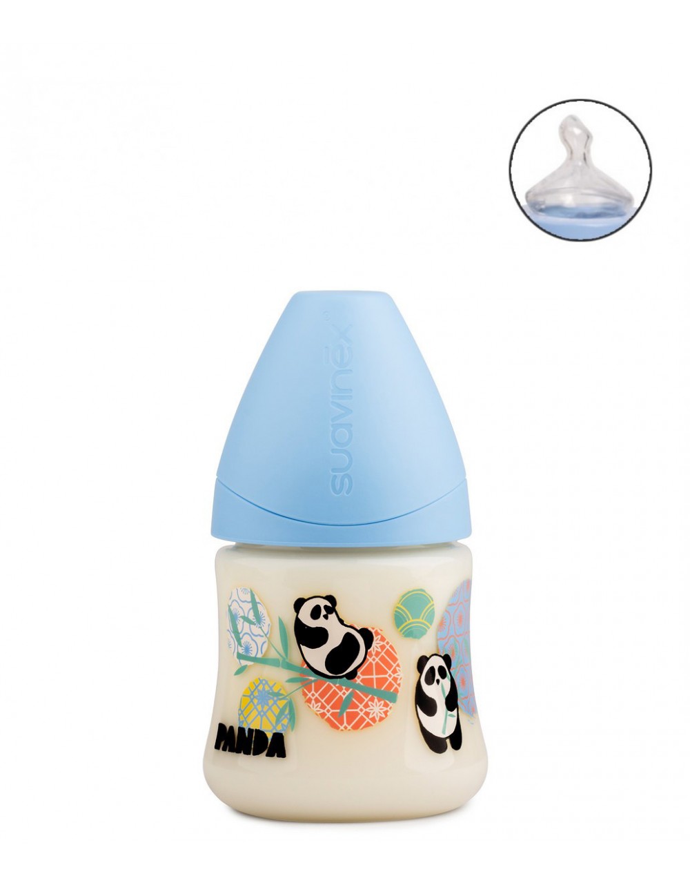 Suavinex Panda Blue 150ml Silicone Bottle