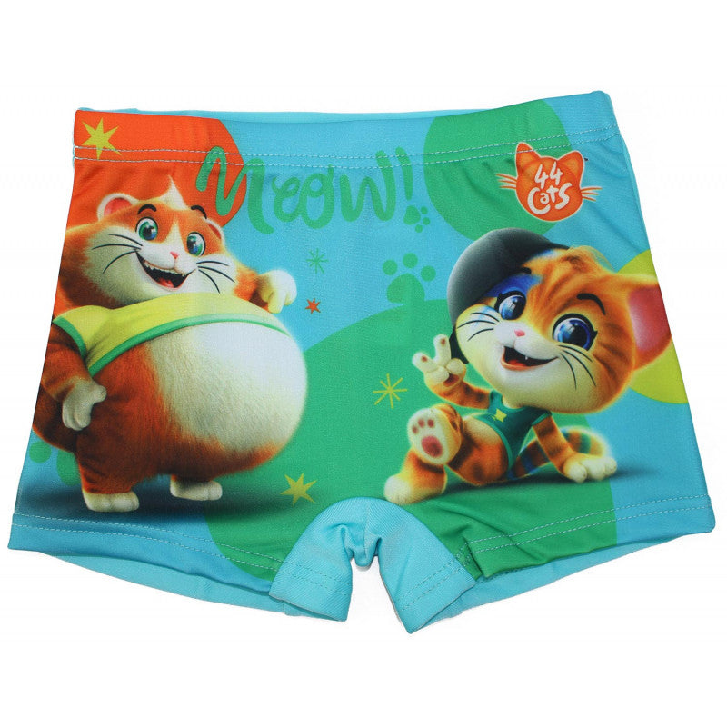 44 Cats Blue Boxer Swimsuit - 5/6 Years