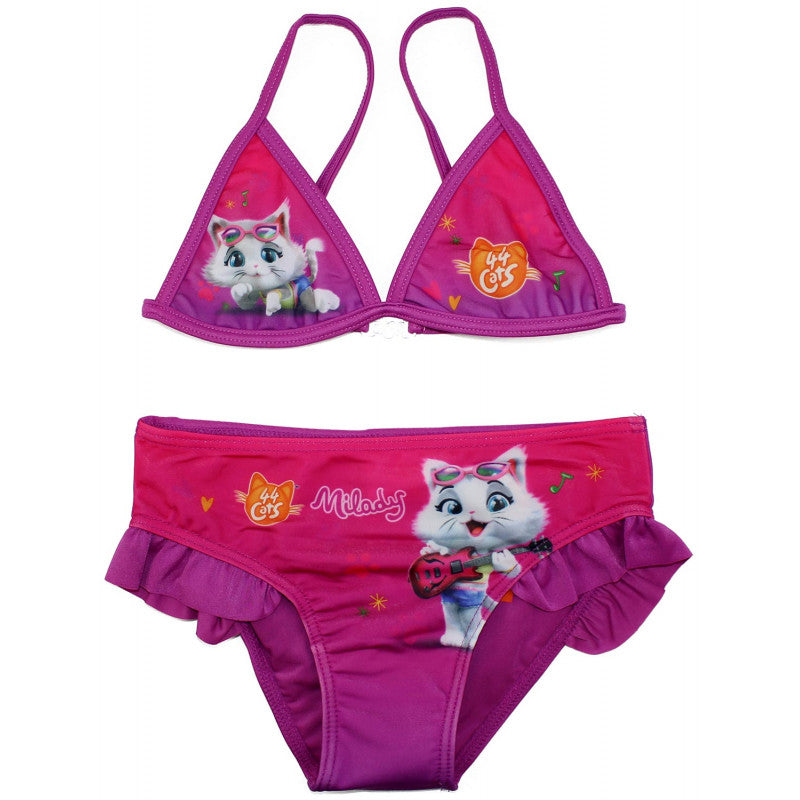 44 Cats Fuchsia Bikini Swimsuit - 4/5 Years