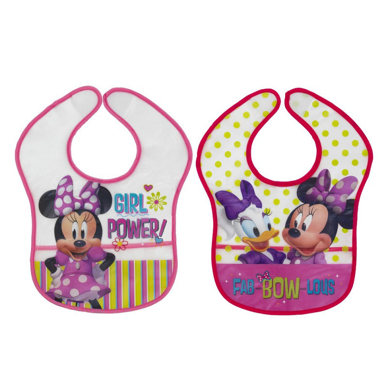 Set of 2 Plastic Bibs - Disney Minnie and Daisy Duck