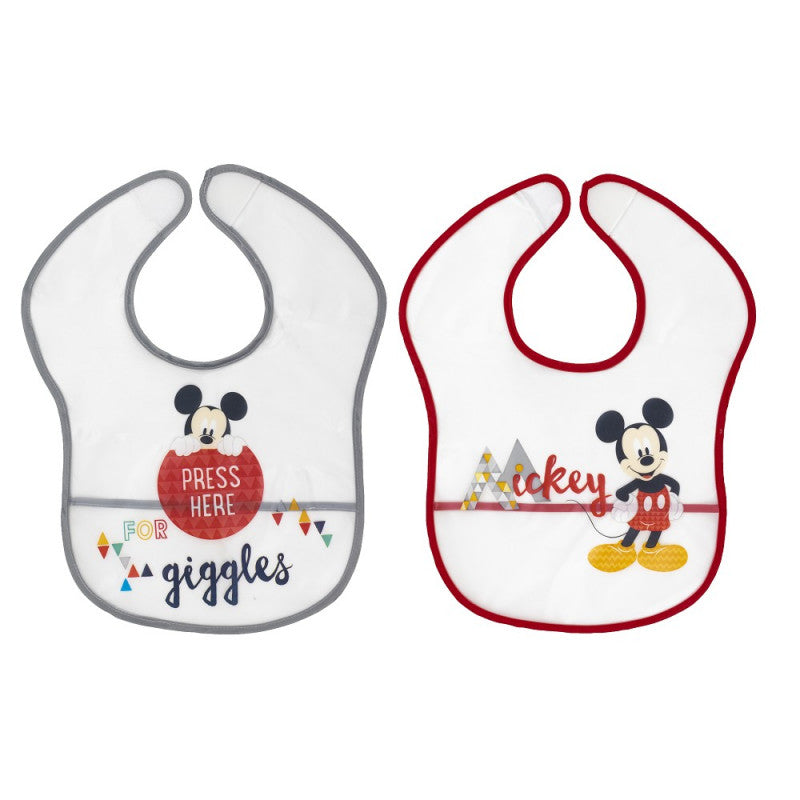 Set of 2 Plastic Bibs - Disney Mickey Mouse