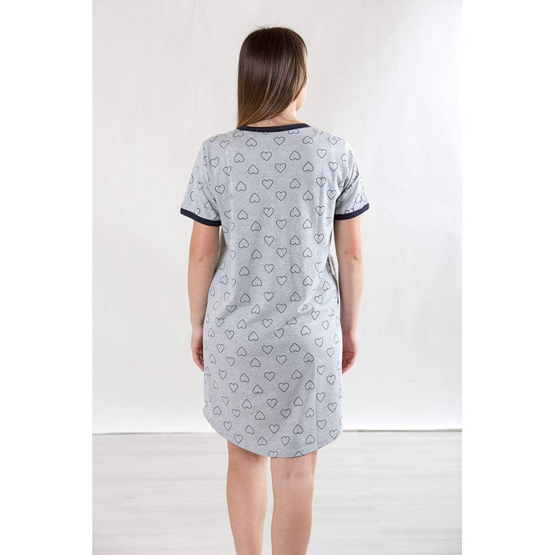 Grey Nightshirt with Hearts - T7