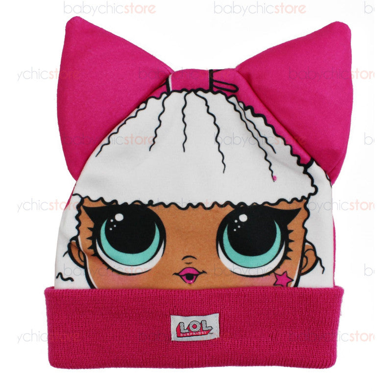 LOL Hat with Ears and Gloves Set - Pink