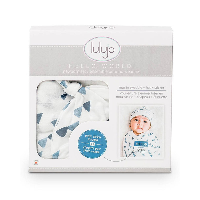Set Hello World Lulujo Baby Triangoli Blu