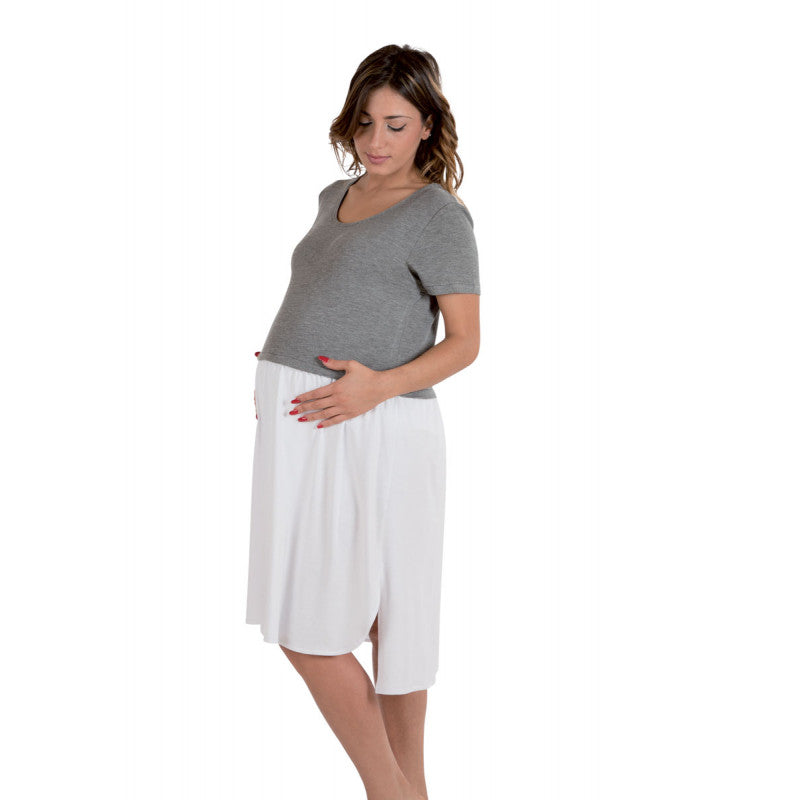 White/Grey Half-Sleeve Nightshirt