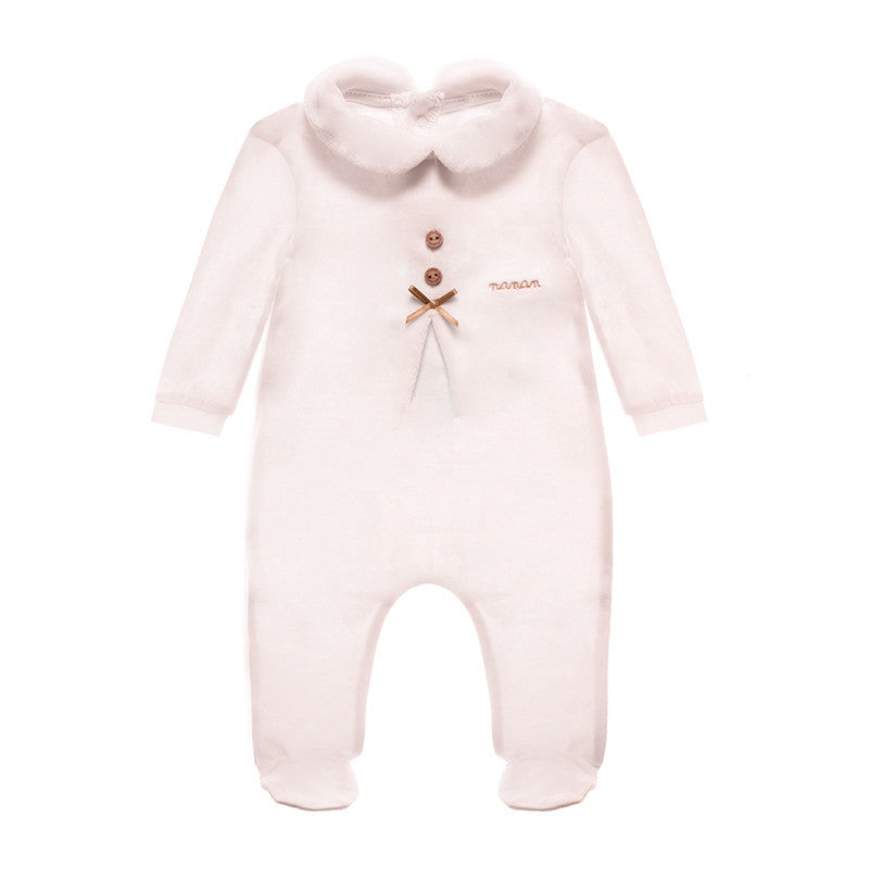 Pink Cream Heart Sleepsuit - 6 Months