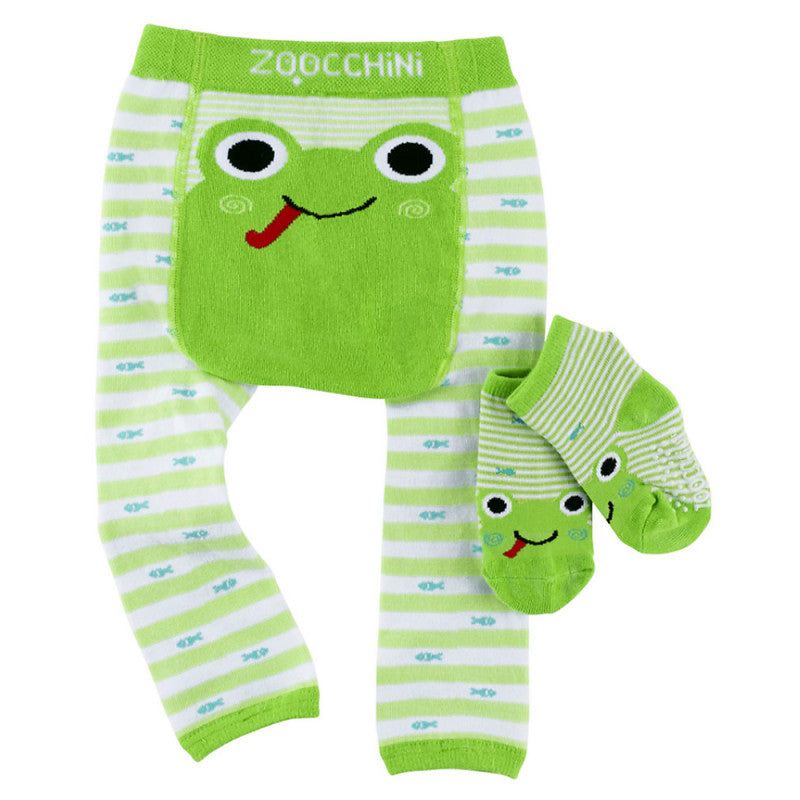 Anti-Slip Leggings and Socks Set - Frog 6-12 Months