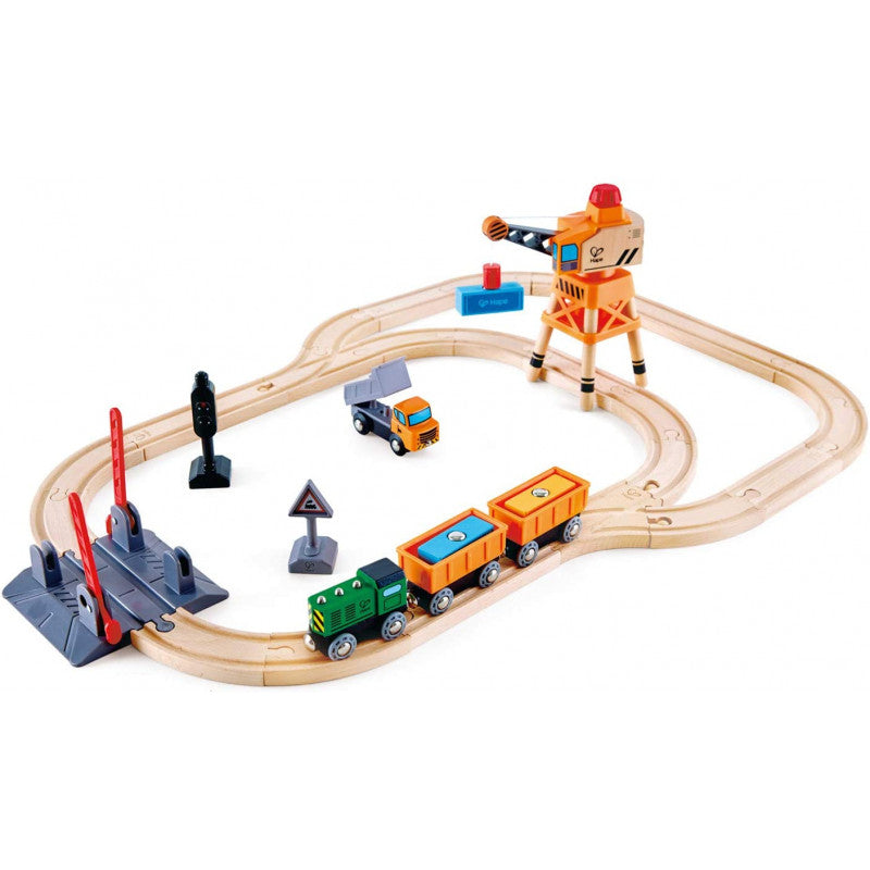Train Track with Level Crossing and Crane