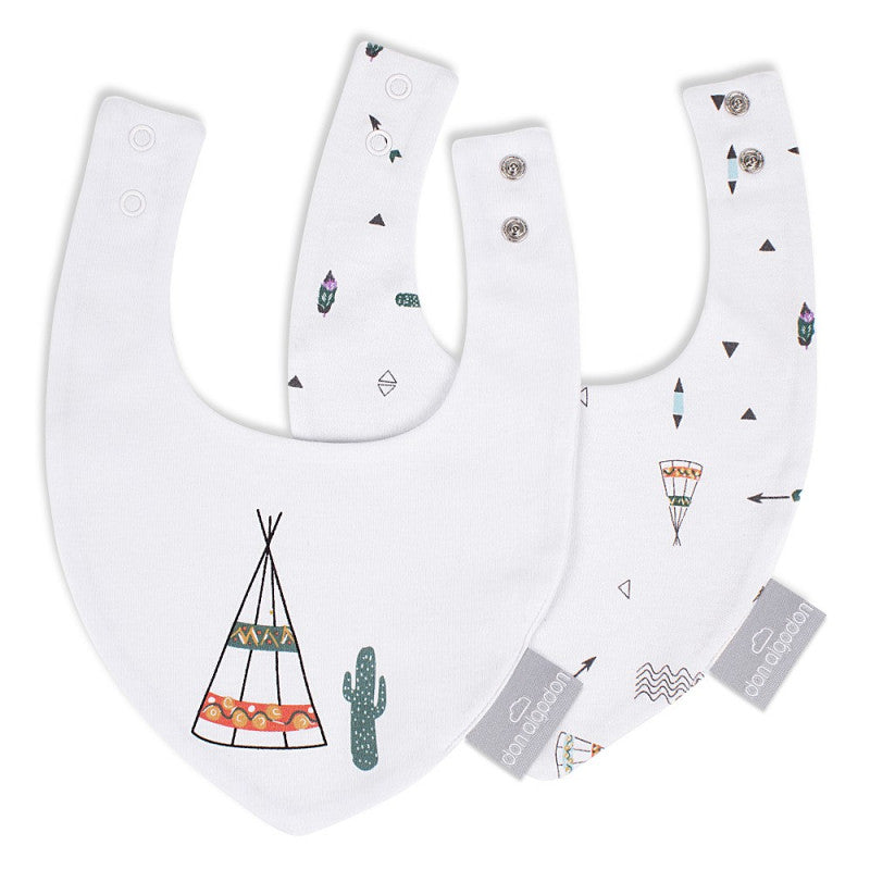 Set of 2 Dakota Bibs with Clip Closure - White