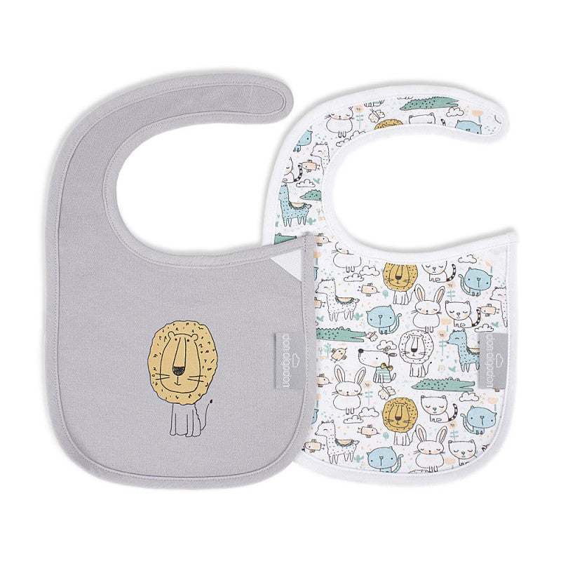 2-Pack Animal Bibs - Velcro Closure