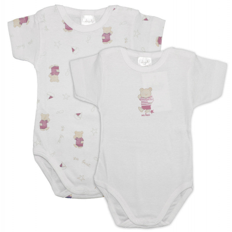 Set of 2 Pink Bear Bodysuits - 6 Months