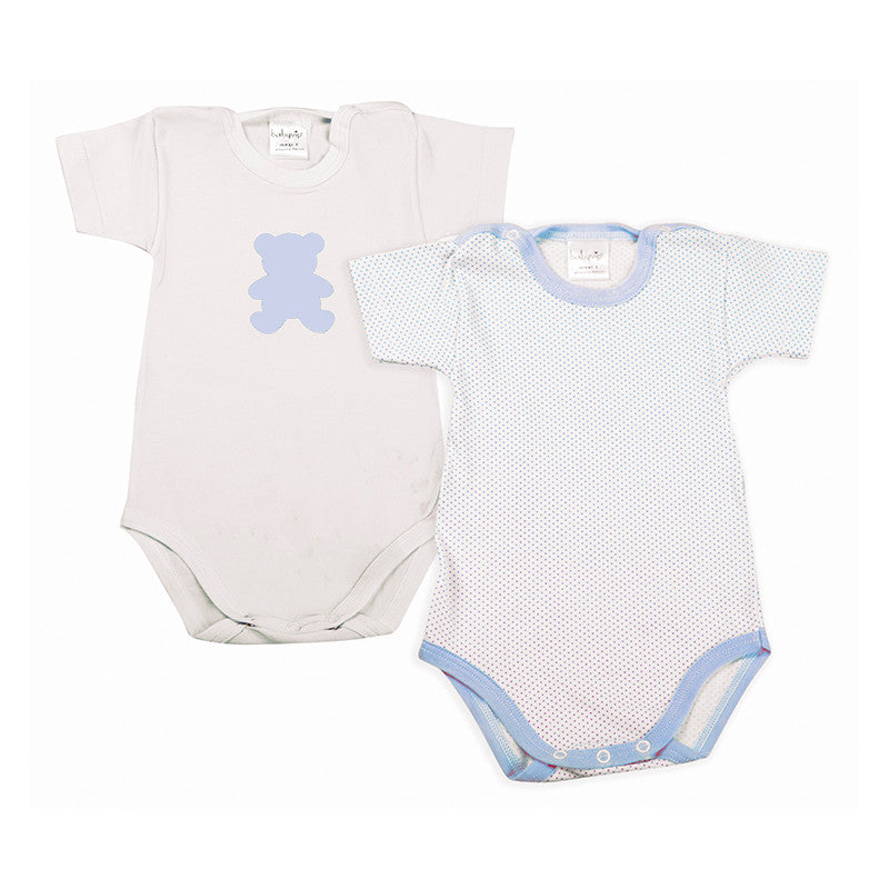 2-Pack Newborn Short Sleeve Bodysuits Blue Dots - 0 Months