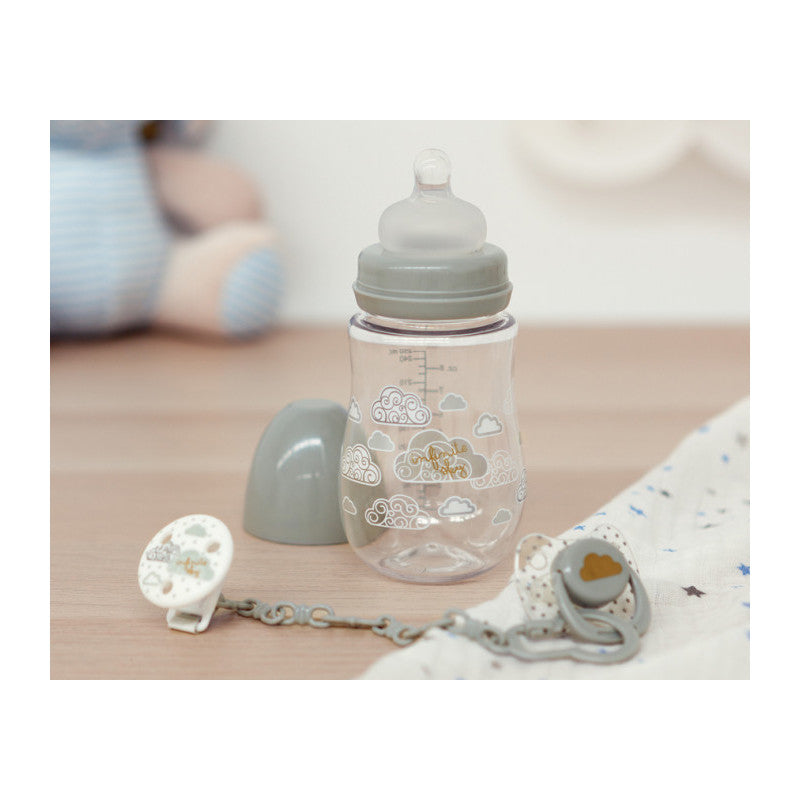 Set Biberon, Ciuccio e Clip - Grigio