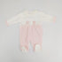 Chenille-Strampler mit rosa Stickerei 6/9 Monate